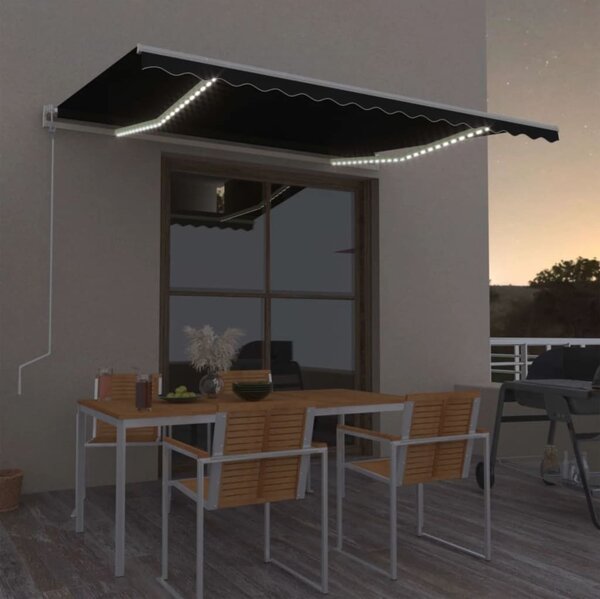 Maison Exclusive – Elektrická markíza s LED osvetlením a senzorom, rozmer 4 x 3,5 m, farba antracit