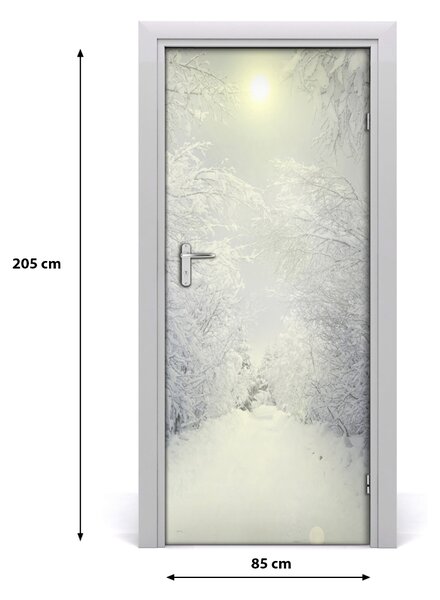 Fototapeta na dvere samolepiace les zima 85x205 cm