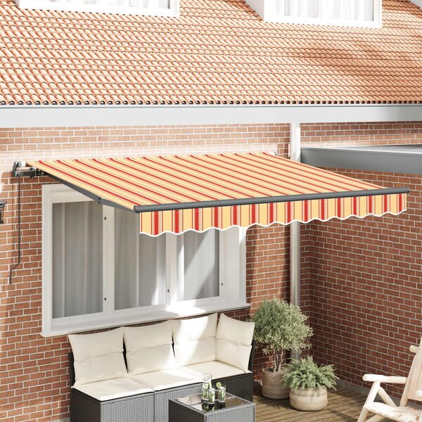 Maison Exclusive – Manuálna markíza, 3,5 x 2 m, pruhovaná (žltá, oranžová a biela)