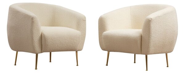 Hanah Home Kreslo Eses bouclé krémové/zlaté