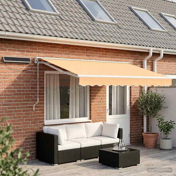 Maison Exclusive – Elektrická solárna markíza, 4 x 3 m, farba piesok, 100% polyester