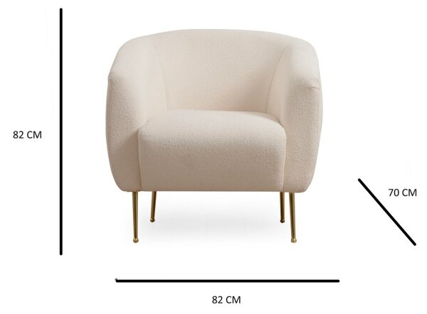 Hanah Home Kreslo Eses krémové/zlaté