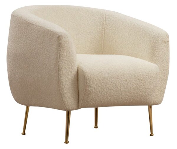 Hanah Home Kreslo Eses bouclé krémové/zlaté