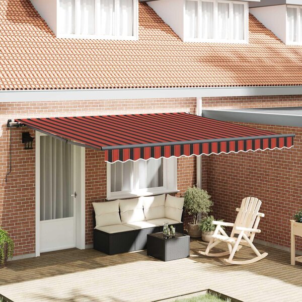 Maison Exclusive – Manuálna markíza, 4 x 3,5 m, oranžovo-hnedý prúžkovaný vzor