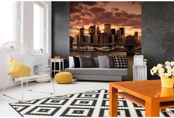 DIMEX | Vliesová fototapeta na stenu New York MS-3-0002 | 225 x 250 cm | oranžová, hnedá