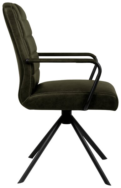 STOLIČKA S PODRÚČKAMI, mikrovlákno, čierna, tmavozelená Ambia Home - Stoličky, Online Only