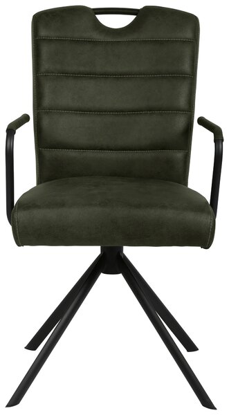 STOLIČKA S PODRÚČKAMI, mikrovlákno, čierna, tmavozelená Ambia Home - Stoličky, Online Only
