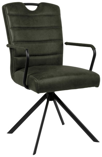 STOLIČKA S PODRÚČKAMI, mikrovlákno, čierna, tmavozelená Ambia Home - Stoličky, Online Only