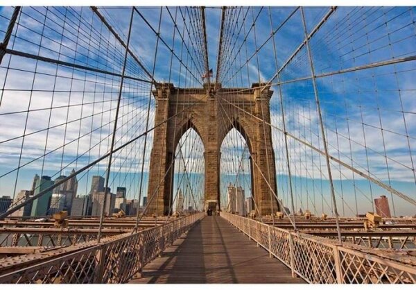 DIMEX | Vliesové fototapety na stenu Brooklynský most MS-5-0005 | 375 x 250 cm | modrá, biela, hnedá