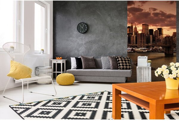 DIMEX | Vliesové fototapety na stenu New York MS-2-0002 | 150 x 250 cm | oranžová, hnedá