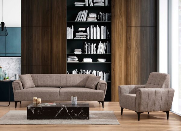 Hanah Home Trojmiestna rozkladacia pohovka Hamlet 230 cm svetlohnedá