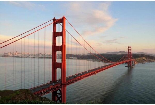 DIMEX | Vliesové fototapety na stenu Most Golden Gate MS-5-0015 | 375 x 250 cm | červená, modrá, hnedá