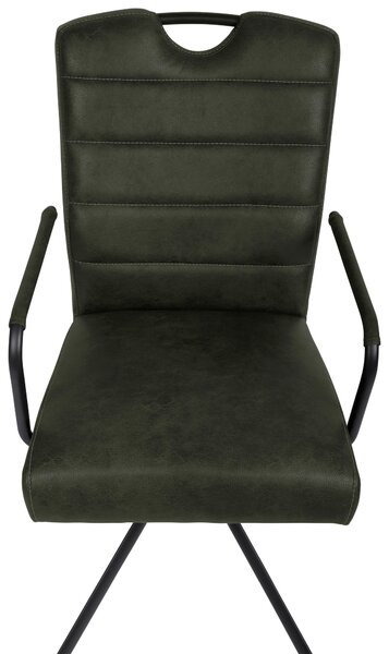 STOLIČKA S PODRÚČKAMI, mikrovlákno, čierna, tmavozelená Ambia Home - Stoličky, Online Only