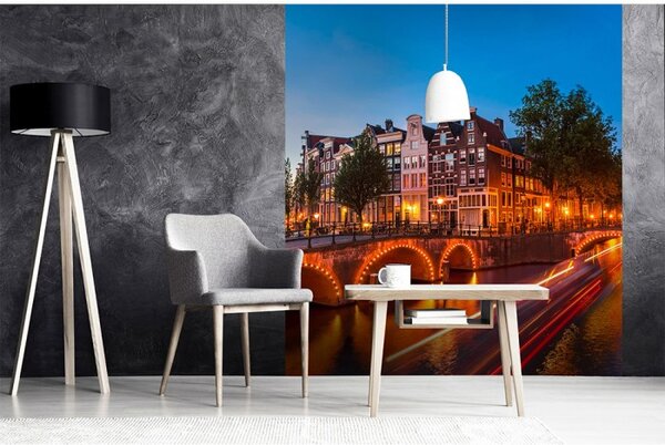 DIMEX | Vliesová fototapeta na stenu Amsterdam MS-3-0023 | 225 x 250 cm | modrá, oranžová, hnedá, zelená