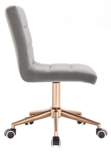 LuxuryForm DESIGN Stolička TOLEDO VELUR na zlatej podstave s kolieskami - svetlo šedá
