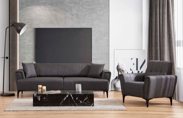 Hanah Home Trojmiestna rozkladacia pohovka Hamlet 230 cm tmavosivá