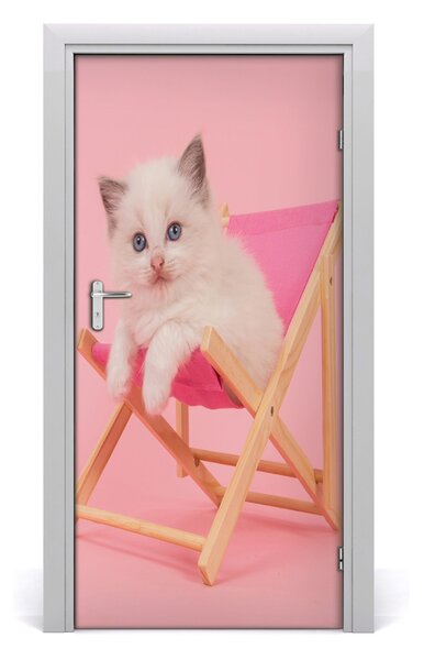 Samolepiace fototapety na dvere Mačka na lehátku 95x205 cm