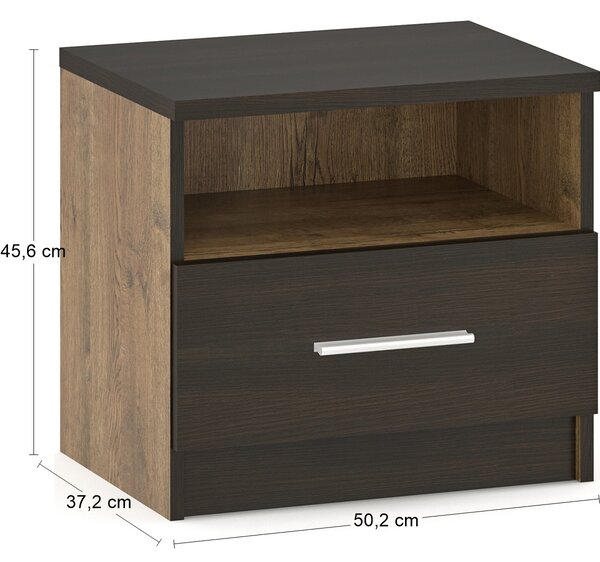 Nočný stolík (2 ks) Verify N - dub april / wenge
