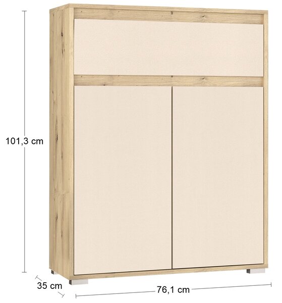 Dvojdverová komoda so zásuvkou Thebes CH-2D1DRW - dub artisan / champagne