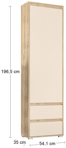 Jednodverová predsieňová skriňa Thebes PB-1D2DRWS - dub artisan / champagne