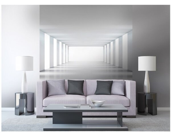 DIMEX | Vliesová fototapeta na stenu 3D biela chodba MS-3-0036 | 225 x 250 cm | biela, šedá