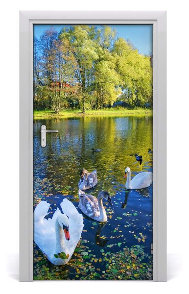 Samolepiace fototapety na dvere Labute na jazere 95x205 cm