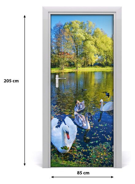 Samolepiace fototapety na dvere Labute na jazere 85x205 cm