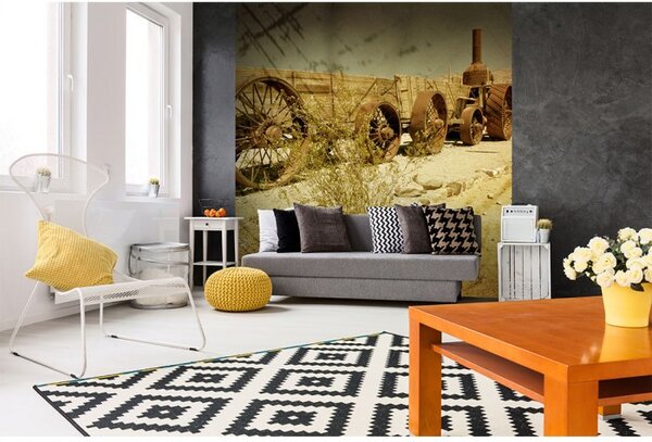 DIMEX | Vliesová fototapeta na stenu Starý vagón MS-3-0058 | 225 x 250 cm | béžová