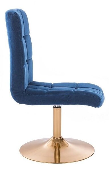 LuxuryForm DESIGN Stolička TOLEDO VELUR na zlatom tanieri - modrá