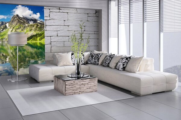 DIMEX | Vliesové fototapety na stenu Jazero MS-2-0062 | 150 x 250 cm | modrá, zelená, šedá, viacfarebná