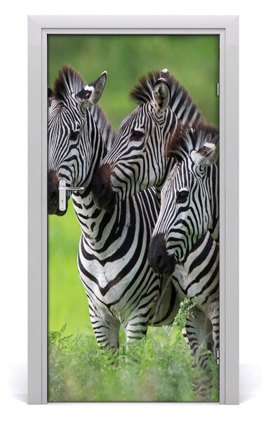 Samolepiace fototapety na dvere tri zebry 95x205 cm