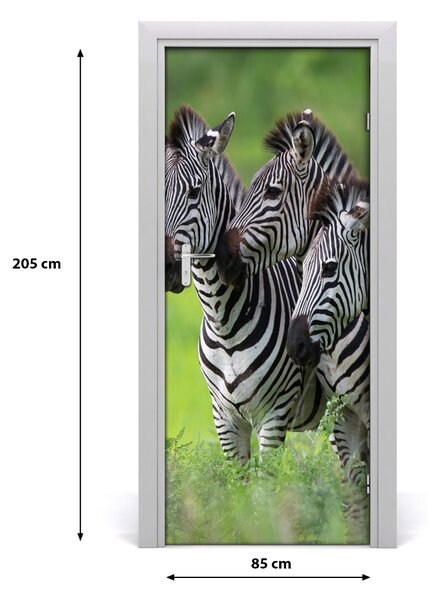 Samolepiace fototapety na dvere tri zebry 85x205 cm