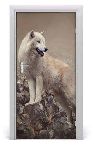 Samolepiace fototapety na dvere Vlk na skale 95x205 cm