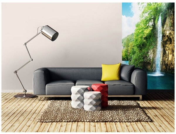 DIMEX | Vliesové fototapety na stenu Relax v lese MS-2-0085 | 150 x 250 cm | zelená, modrá, biela, béžová