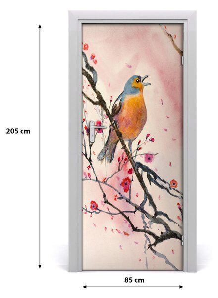 Samolepiace fototapety na dvere Vták na vetve 85x205 cm