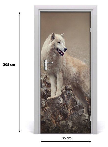 Samolepiace fototapety na dvere Vlk na skale 85x205 cm