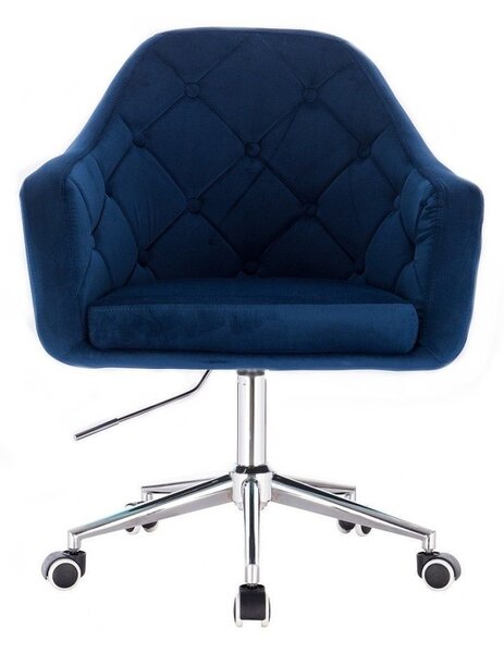 LuxuryForm DESIGN Kreslo ANDORA VELUR na striebornej podstave s kolieskami - modré