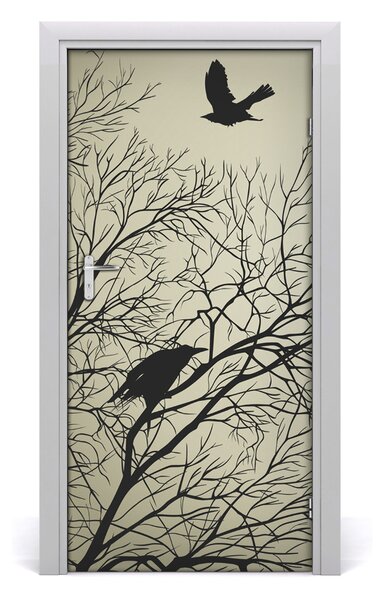 Samolepiace fototapety na dvere Vrany na strome 95x205 cm