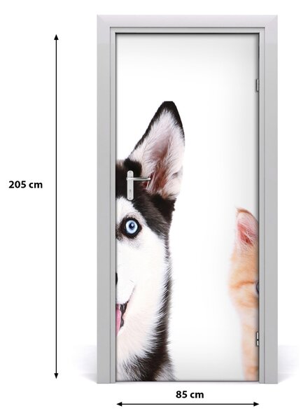 Samolepiace fototapety na dvere Pes a mačka 85x205 cm