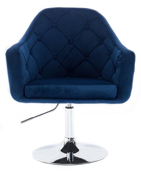 LuxuryForm DESIGN Kreslo ANDORA VELUR na striebornom tanieri - modré