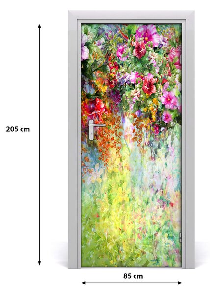 Fototapeta na dvere farebné kvety 85x205 cm