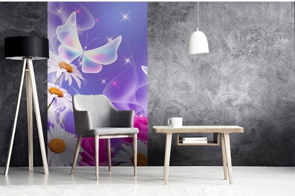DIMEX | Vliesové fototapety na stenu Motýliky MS-2-0113 | 150 x 250 cm | fialová, biela, ružová