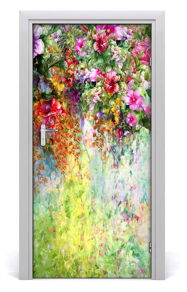 Fototapeta na dvere farebné kvety 95x205 cm