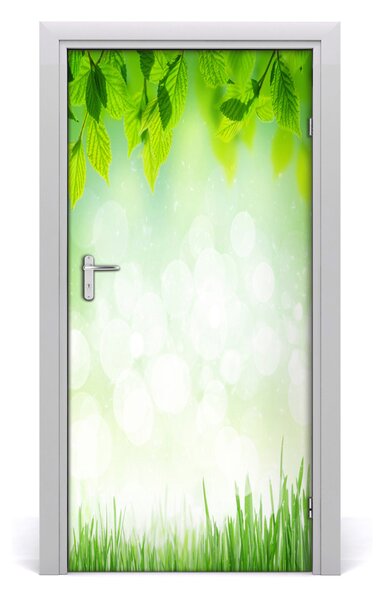 Fototapeta na dvere lístie tráva 95x205 cm