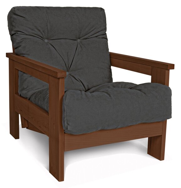 MarLiving Kreslo MEXICO 03 so sklápacím operadlom z masívu/šedé