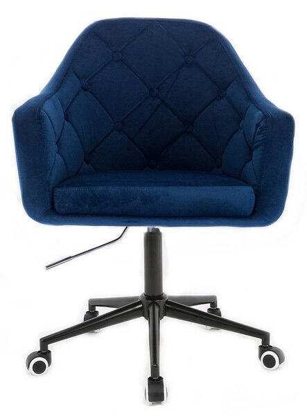 LuxuryForm DESIGN Kreslo ANDORA VELUR na čiernej podstave s kolieskami - modré