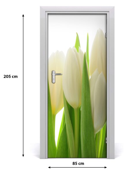 Fototapeta na dvere biele tulipány 85x205 cm