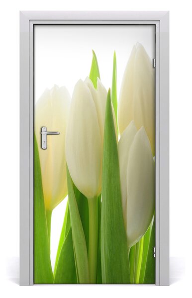 Fototapeta na dvere biele tulipány 95x205 cm