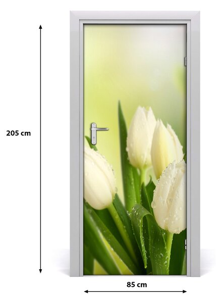 Fototapeta na dvere biele tulipány 85x205 cm