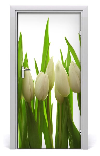 Fototapeta na dvere biele tulipány 95x205 cm
